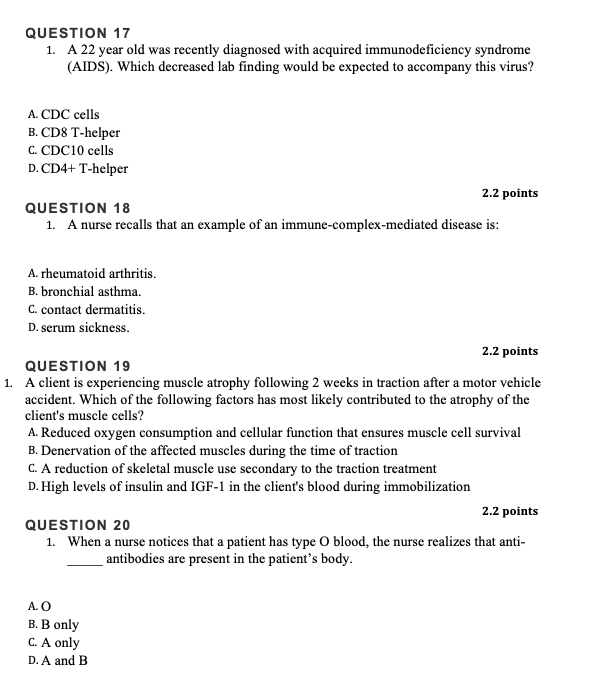 Solved QUESTION 17 1. A 22 year old was recently diagnosed | Chegg.com