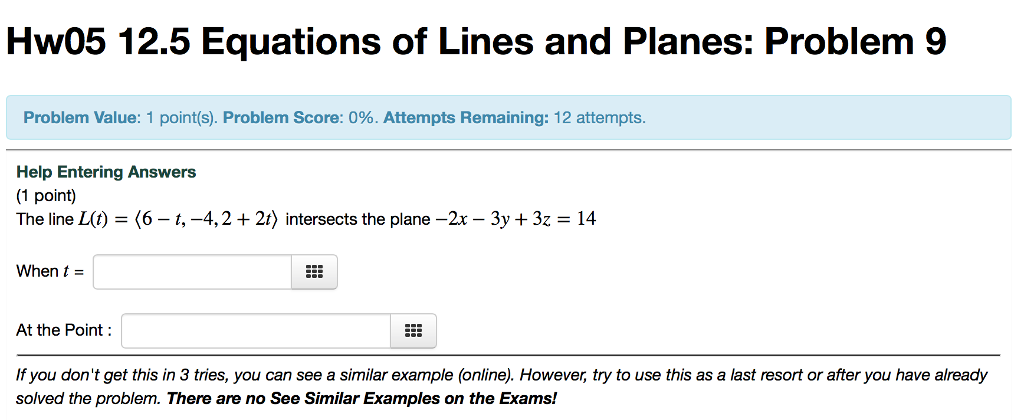 Solved Hw05 12.5 Equations Of Lines And Planes: Problem 9 | Chegg.com