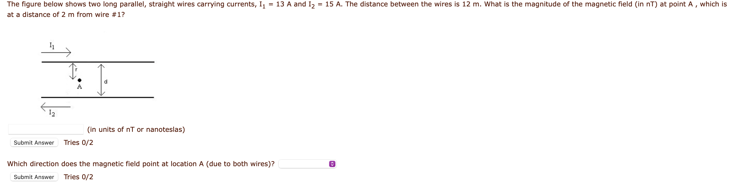 Solved = The figure below shows two long parallel, straight | Chegg.com