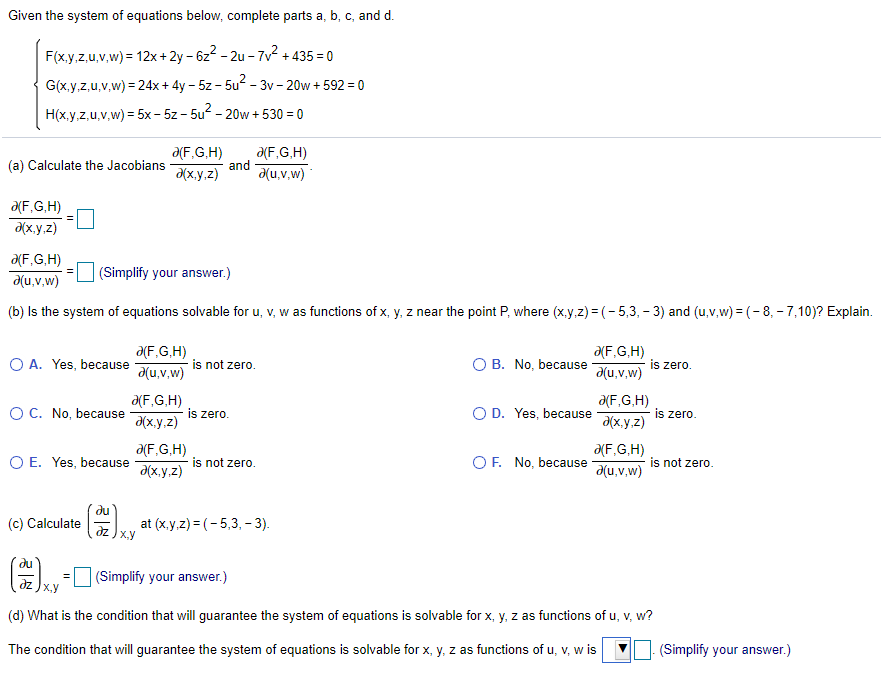 Solved Given The System Of Equations Below Complete Part Chegg Com