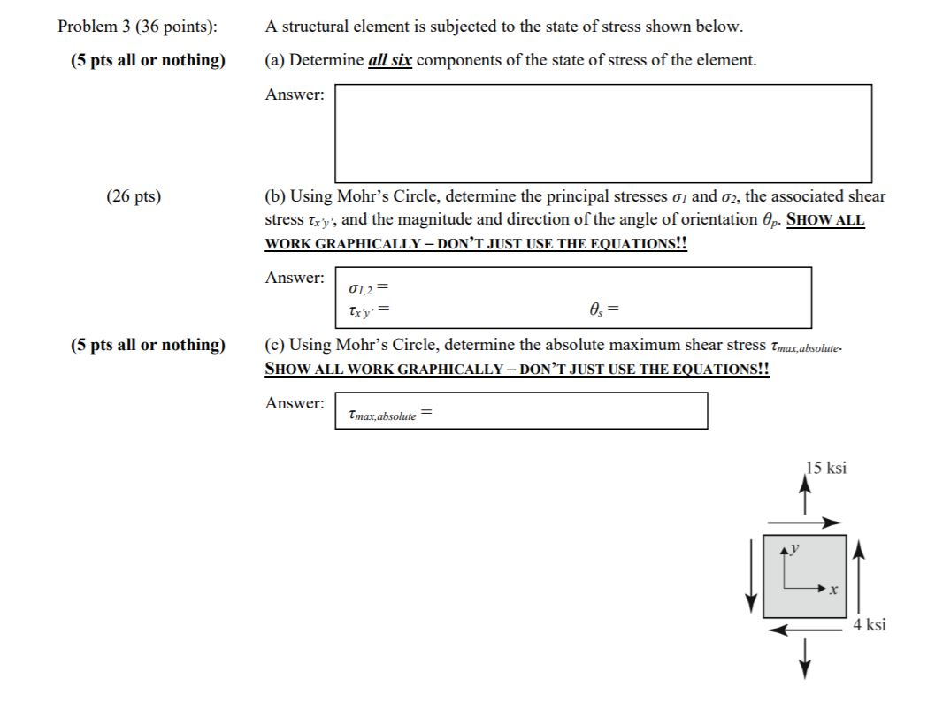 Solved Problem 3 (36 points) A structural element is | Chegg.com