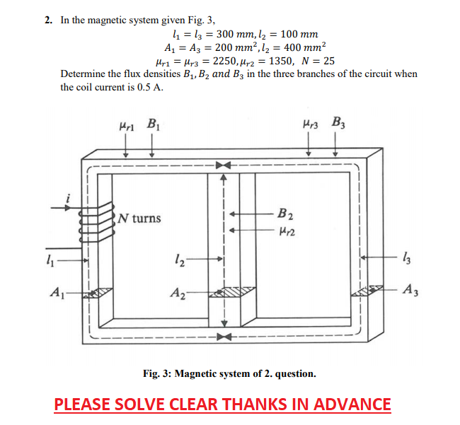 Solved 2. In the magnetic system given Fig. 3, 41 = 13 = 300 | Chegg.com