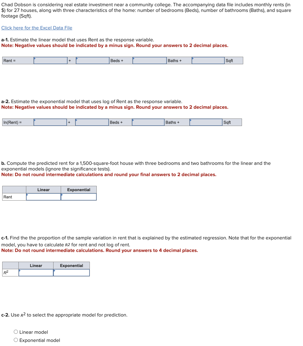 Solved Chad Dobson is considering real estate investment
