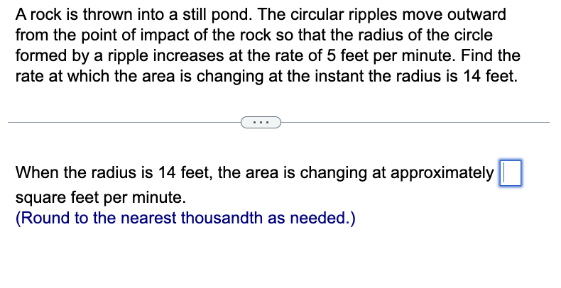 Solved A rock is thrown into a still pond. The circular | Chegg.com