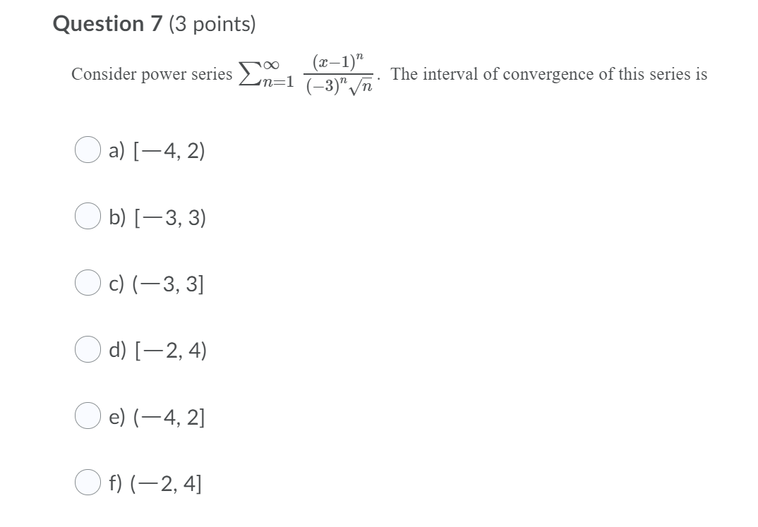 Solved Question 7 3 Points Consider Power Series 6171