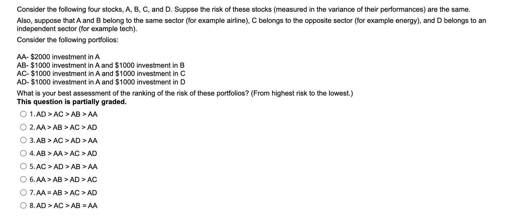 Solved Consider The Following Four Stocks, A,B,C, And D. | Chegg.com