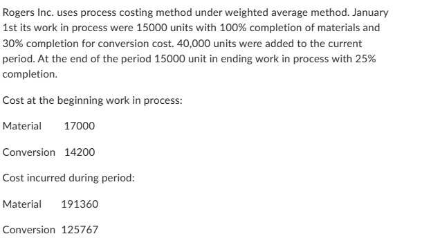Solved Figure out: Weighted Average MethodThe equivalent | Chegg.com