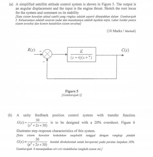 Solved (a) A simplified satellite attitude control system is | Chegg.com