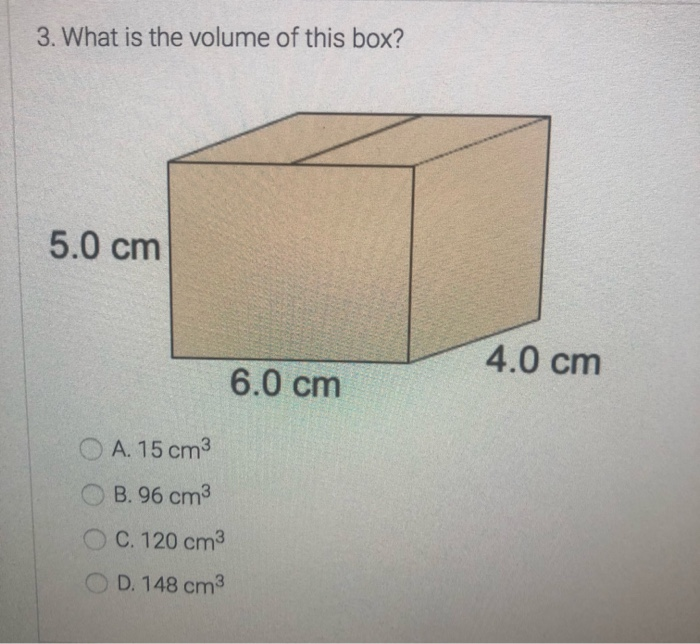 What Is The Volume Of A Box 20cm By 30cm By 40cm