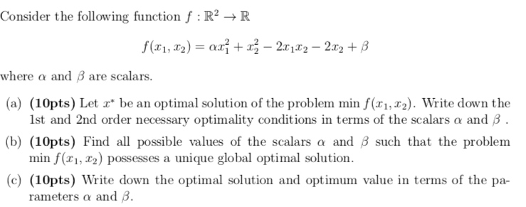 Solved Consider the following function f : R2 + R f(11, 12) | Chegg.com