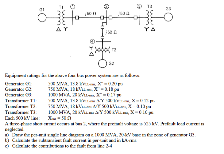 Equipment Ratings For The Above Four Bus Power System 