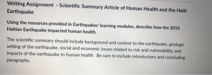 science article summary assignment