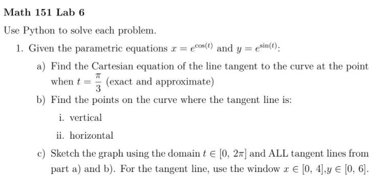 Solved Math 151 Lab 6 Use Python to solve each problem. 1. | Chegg.com