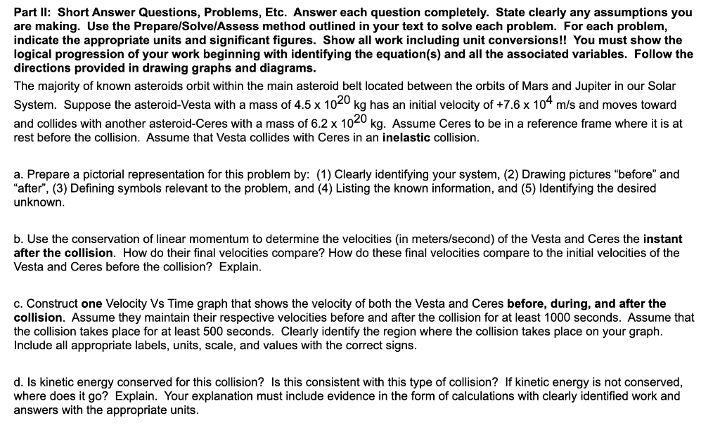 Solved Part II: Short Answer Questions, Problems, Etc. | Chegg.com