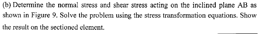 Solved (b) Determine The Normal Stress And Shear Stress | Chegg.com