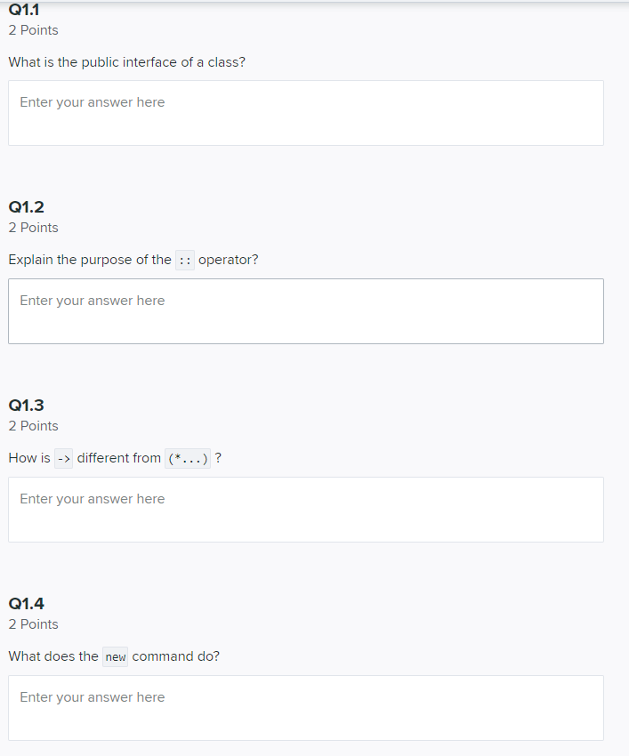 Solved Q1.1 2 Points What is the public interface of a | Chegg.com