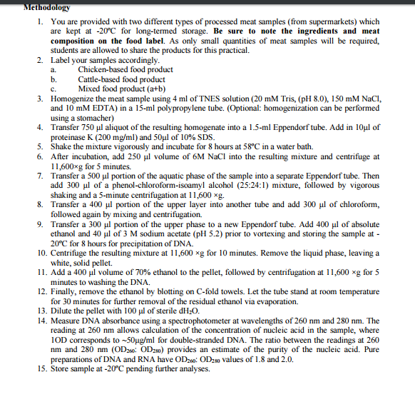 Solved Practical 3 and 4: Identification of Meat Species and | Chegg.com