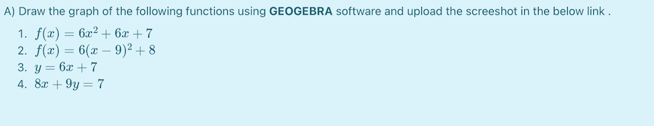 Solved A) Draw the graph of the following functions using | Chegg.com