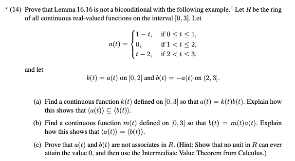 Solved (14) Prove that Lemma 16.16 is not a biconditional | Chegg.com