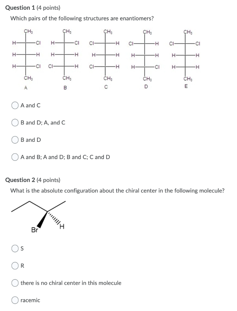 Solved Question 1 (4 points) Which pairs of the following | Chegg.com