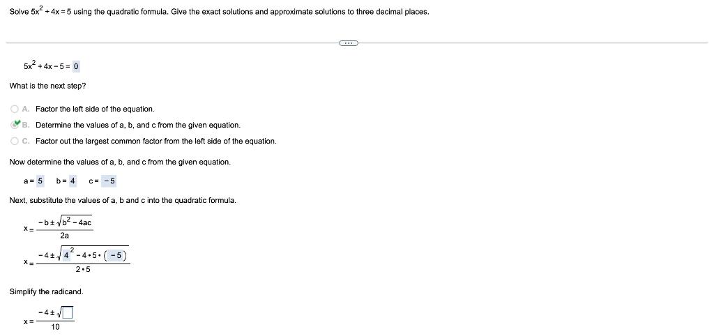 solve 5 x 4 what are the exact and approximate solutions