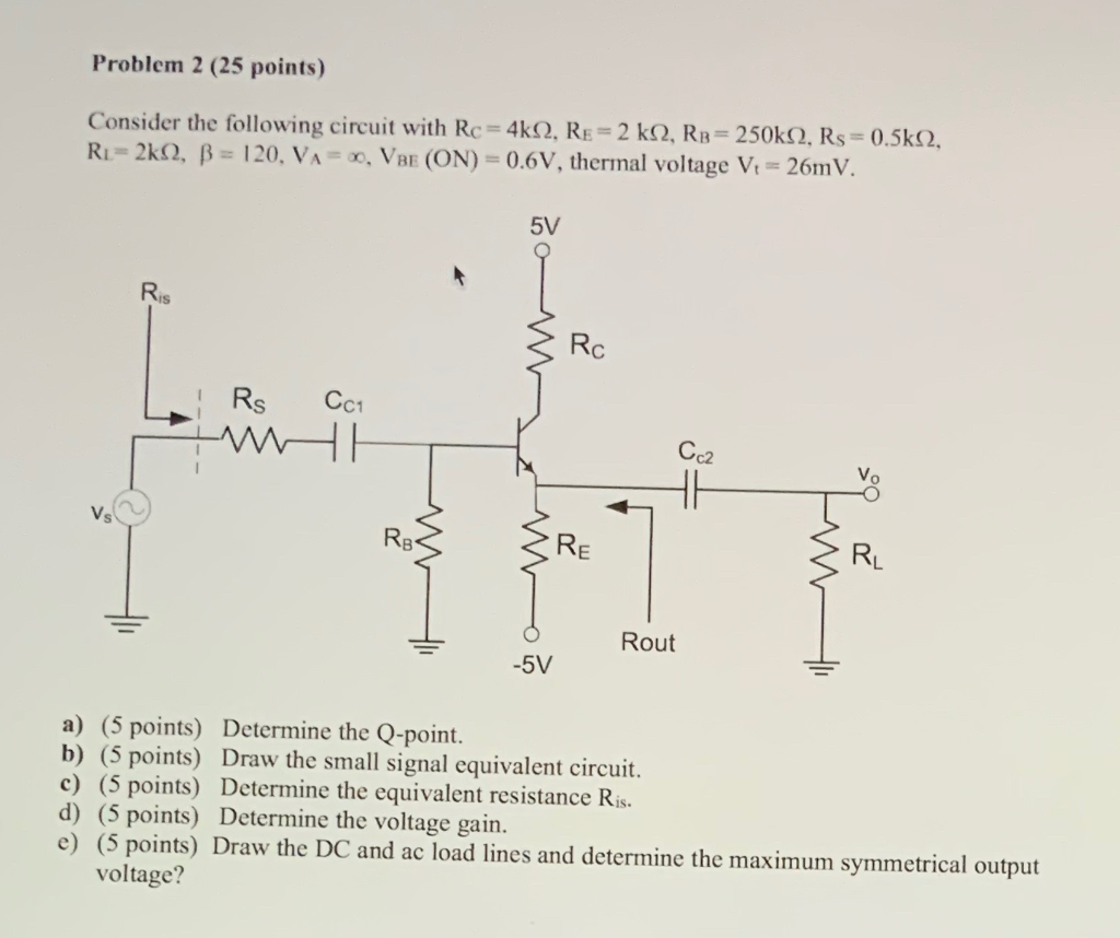 Solved Problem 2 (25 Points) Consider The Following Circuit | Chegg.com