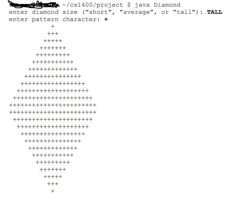 Solved Write a program that displays diamonds and hollow | Chegg.com