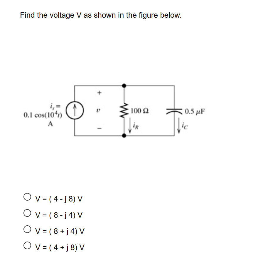 Solved Find the voltage V as shown in the figure below. | Chegg.com