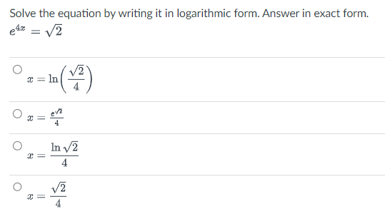 Solved Solve the equation by writing it in logarithmic form. | Chegg.com