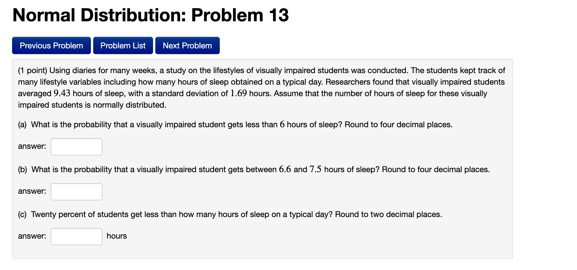 Solved Normal Distribution: Problem 13 Previous Problem | Chegg.com