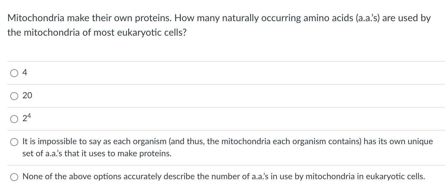 Solved Mitochondria make their own proteins. How many