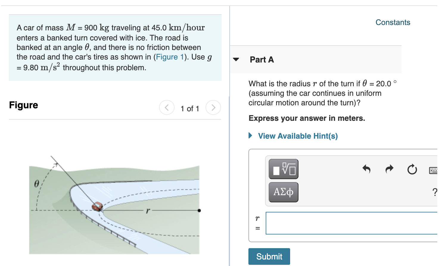 Solved Constants A Car Of Mass M = 900 Kg Traveling At 45.0 | Chegg.com