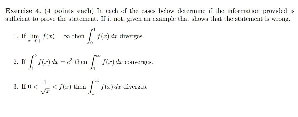 Solved Exercise 4. (4 points each) In each of the cases | Chegg.com