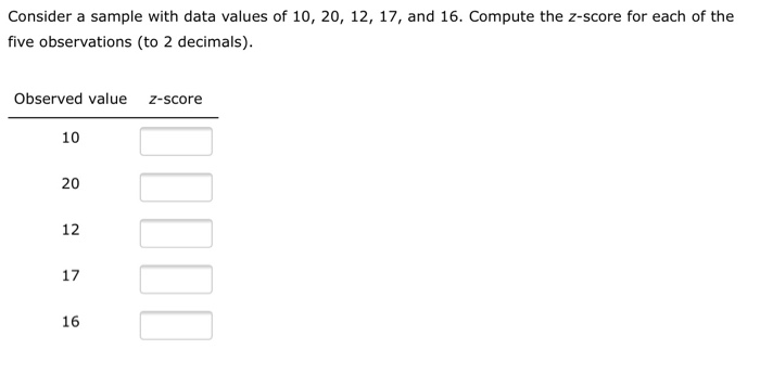 Solved Consider a sample with data values of 10, 20, 12, 17, | Chegg.com