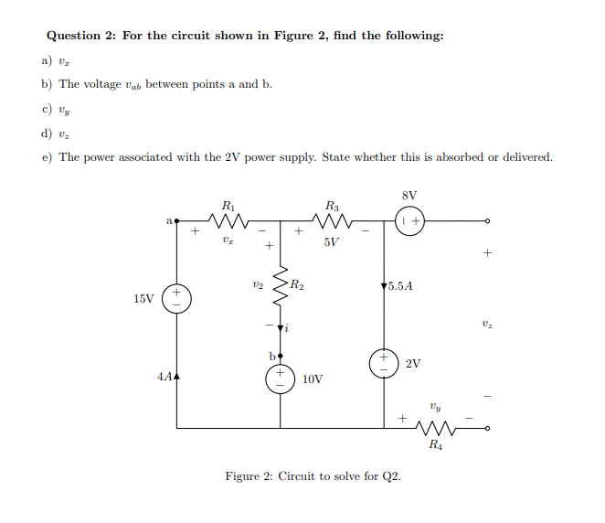 Solved Question 2: For The Circuit Shown In Figure 2, Find | Chegg.com