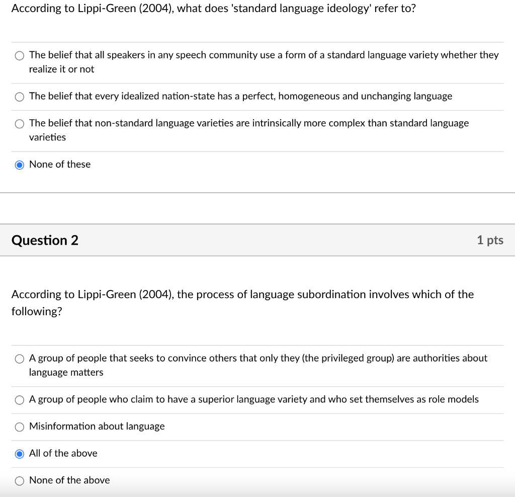Solved According to Lippi-Green (2004), what does 'standard | Chegg.com