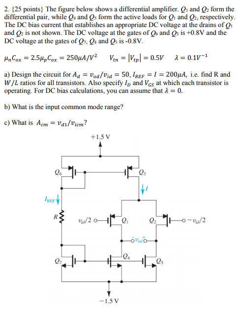 Solved 2. {25 points} The figure below shows a differential | Chegg.com