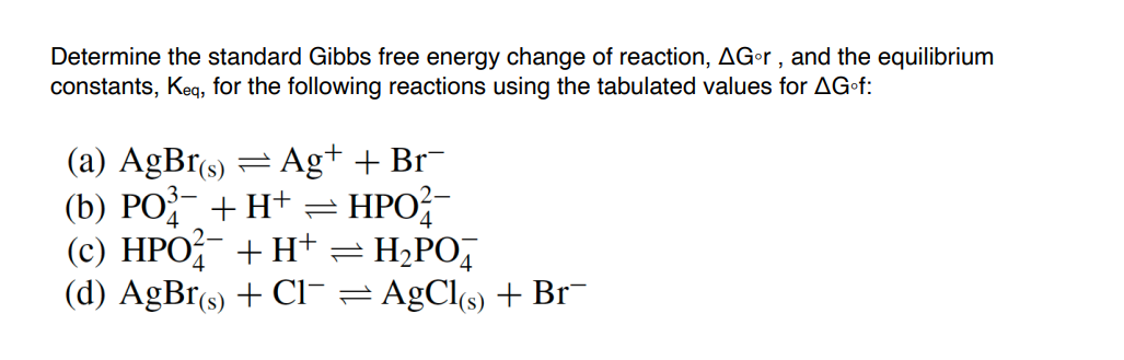 Determine the standard Gibbs free energy change of | Chegg.com