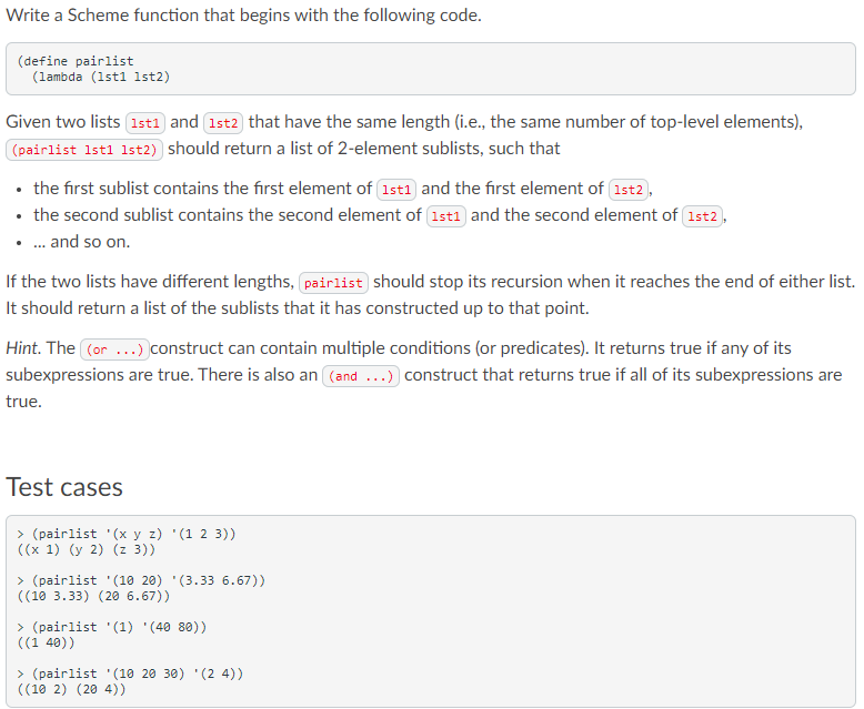 Solved Write a Scheme function that begins with the | Chegg.com