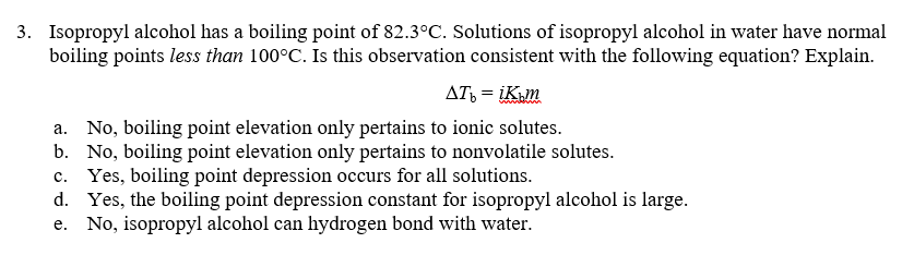 Boiling Point For Isopropyl Alcohol