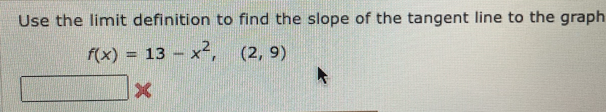 Solved Use the limit definition to find the slope of the | Chegg.com