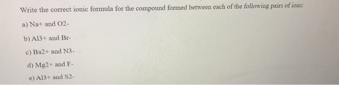 Write the correct ionic formula for the compound | Chegg.com