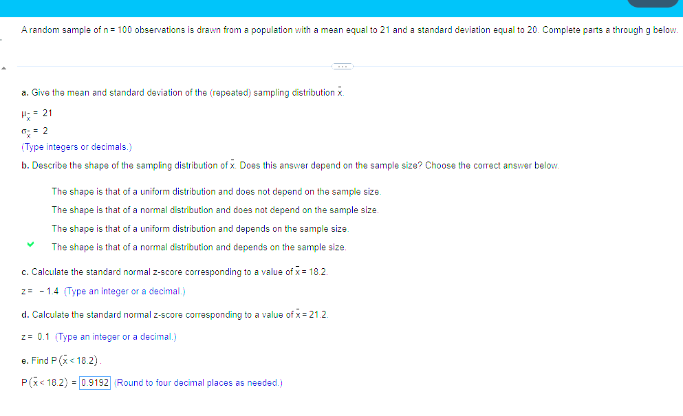 Solved A random sample of n=100 observations is drawn from a | Chegg.com