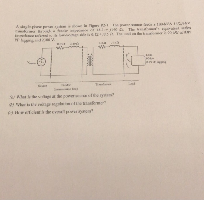 Solved power system is shown in Figure P2-1. The power | Chegg.com