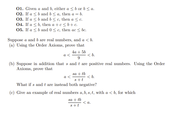 Solved O1. Given A And B, Either A≤b Or B≤a. O2. If A≤b And | Chegg.com