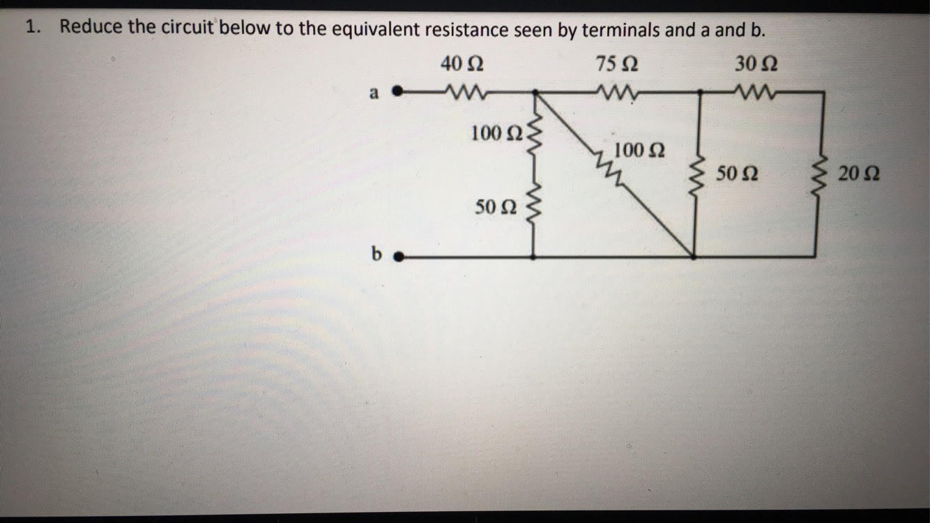Solved 1. Reduce the circuit below to the equivalent | Chegg.com