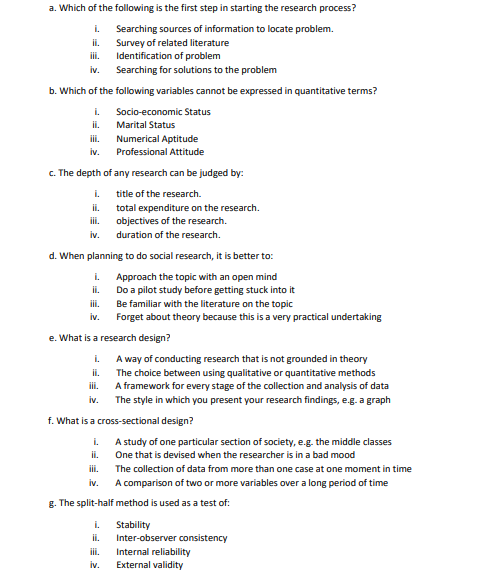 Solved H A Sampling Frame Is I A Summary Of The Various Chegg Com