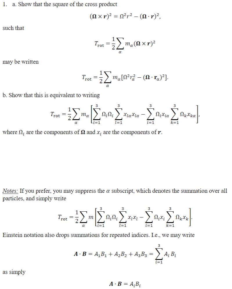 Solved 1. a. Show that the square of the cross product | Chegg.com