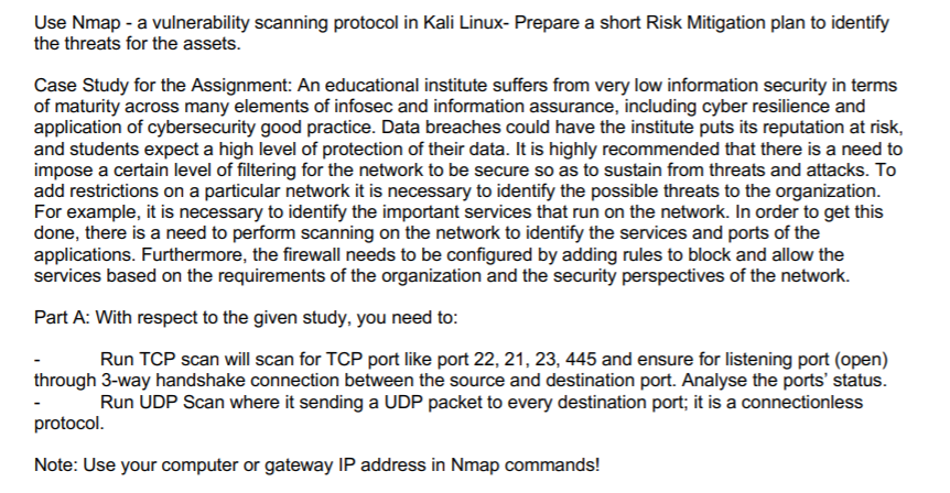 Solved Use Nmap - A Vulnerability Scanning Protocol In Kali | Chegg.com