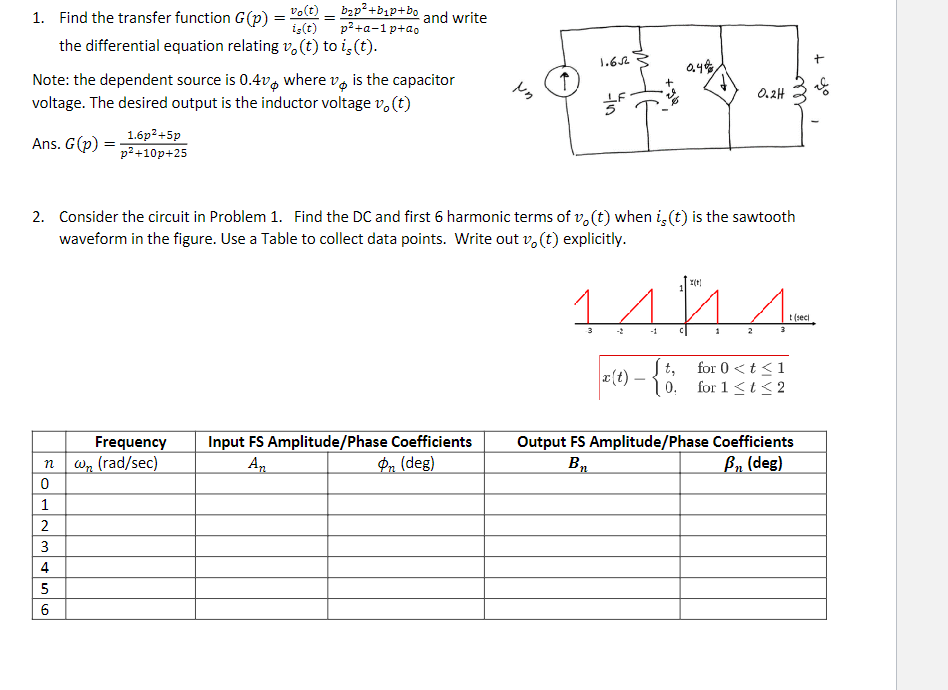 Solved 1. Find The Transfer Function | Chegg.com